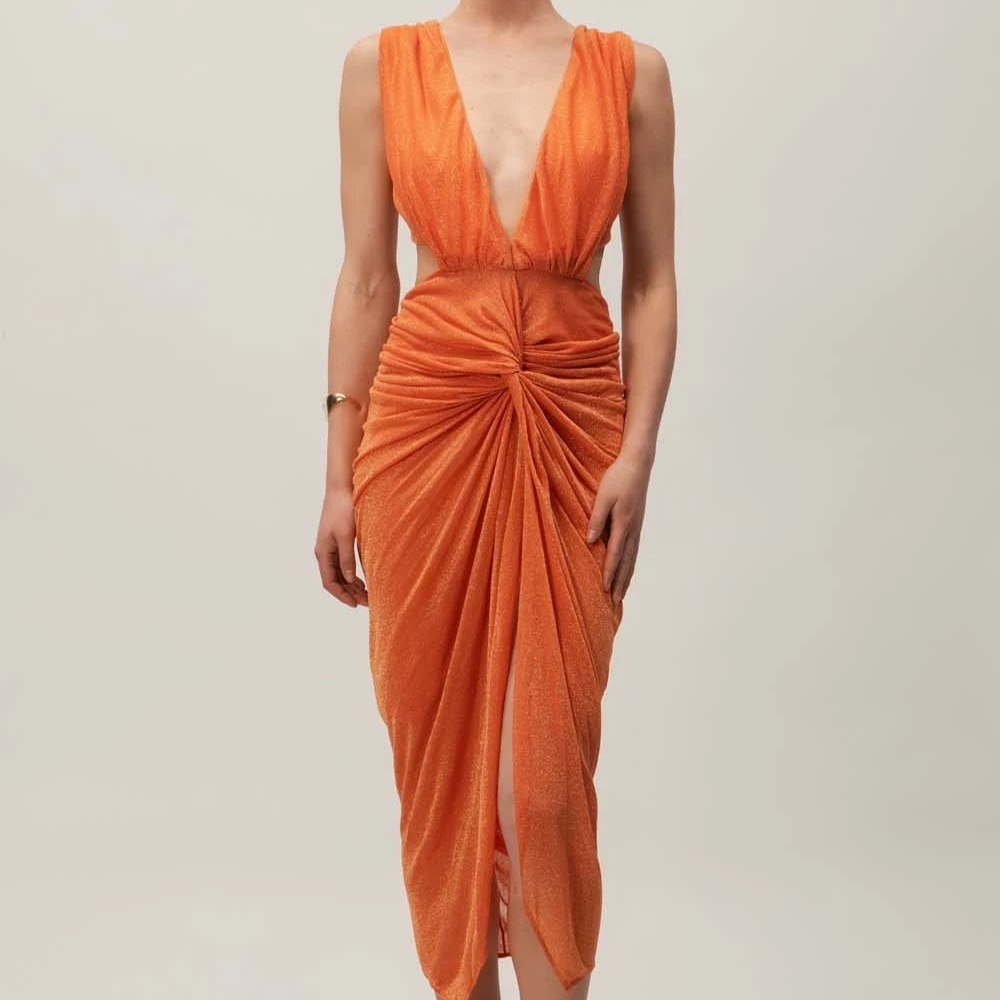 Baobab Collection Vibrant Orange Backless Dress